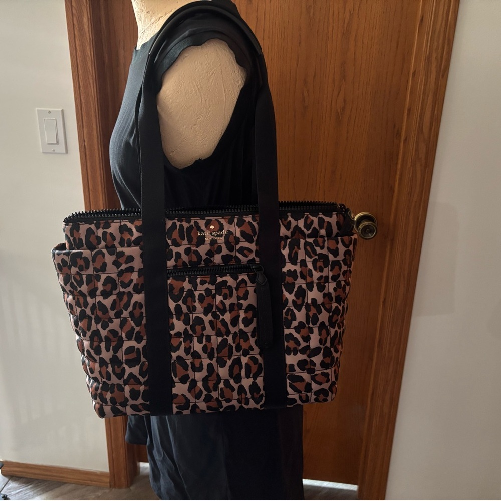 Kate Spade Camden Leopard Print Tote with Black Straps